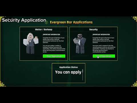 Evergreen Bar Job Interview Application/ Quiz Answers 2024 [ROBLOX]