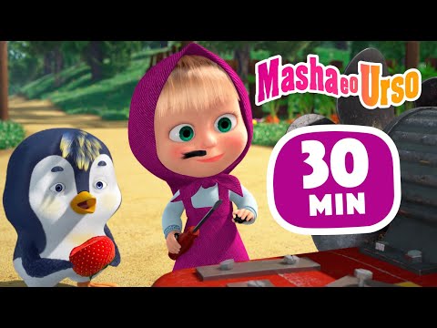 Capa de Masha e o Urso 👱‍♀️🐻 ⚒️ O Que Tem Dentro? 🐧 Desenhos animados 🎆 Compilação 34 🎬 30 min