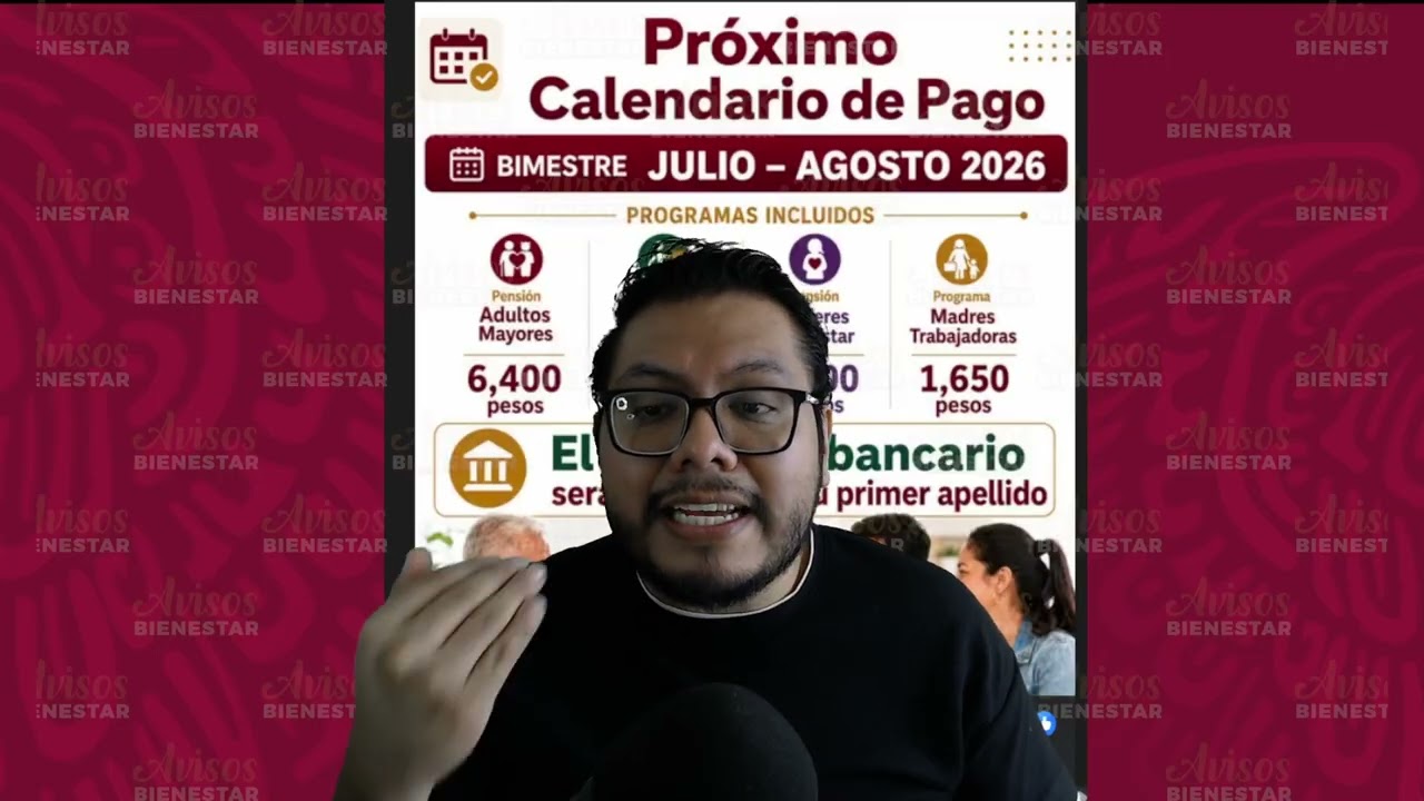 Próximo calendario de pago de julio - agosto 2026, adultos mayores, pensión mujeres bienestar y más