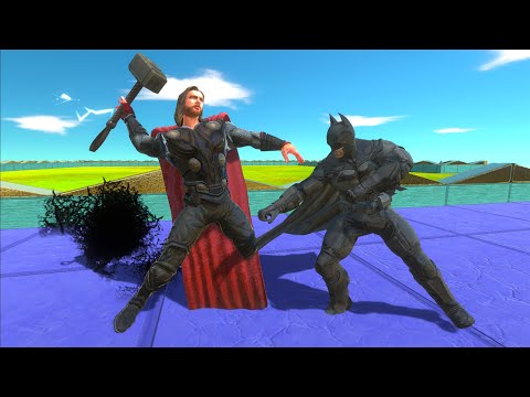 THOR vs SUPERMAN T-REX vs FLASH SPINOSAURUS vs BATMAN DEATH RUN - Animal Revolt Battle Simulator
