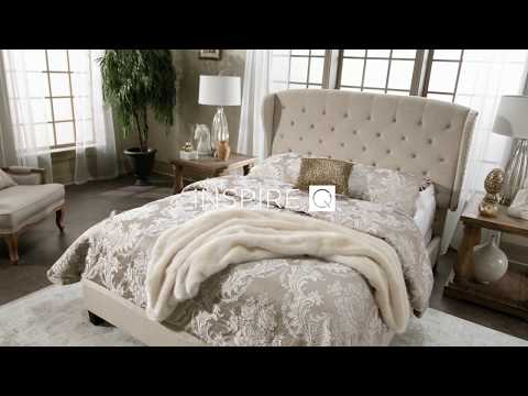 Eugenia Adjustable Tufted Scalloped Wingback Bed by iNSPIRE Q Classic