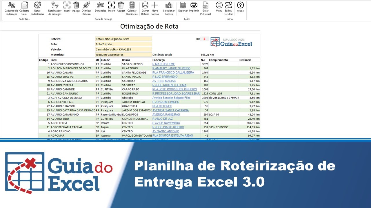Planilha Roteirização Excel 3.0