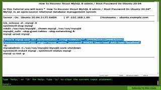 How To Recover Reset MySQL 8 admin  Root Password On Ubuntu 20.04
