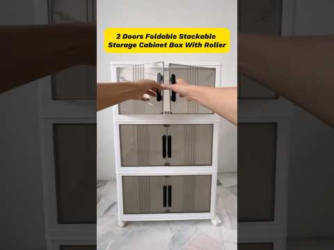 ￼INHO 2 Doors Foldable Stackable Storage Cabinet Box With Roller #inho #storagebox