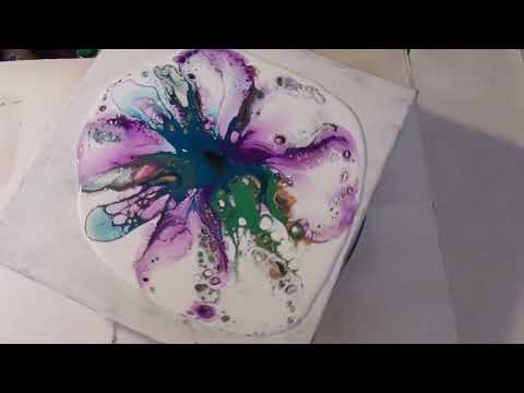 #10 Acrylic pouring..... Experiment with glue,Owatrol and few drops of varnish in white color...