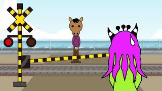 【ふみきりアニメ】 なぞなぞトレイン　幼児向け　railway crossing and train