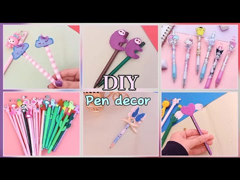 6 DIY Homemade pen  / pen decoration ideas easy paper crafts _ school supplies ideas
