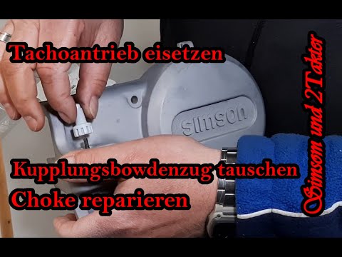 Installing the alternator cover on a Simson S51, installing the speedometer drive, replacing the ...