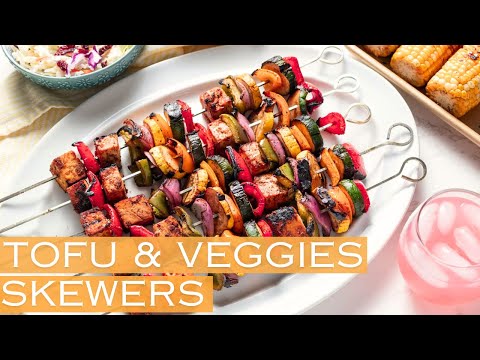 Irresistible Grilled TOFU AND VEGGIES SKEWERS (Oil-Free and Vegan)