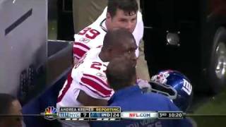 Brandon Jacobs Throws His Helmet in the Stands Week 2 2010 colts vs 49er&#39;s