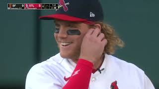 Harrison Bader MIC'D UP in-game interview for Cardinals! (OF chatting his hair, playing in STL)