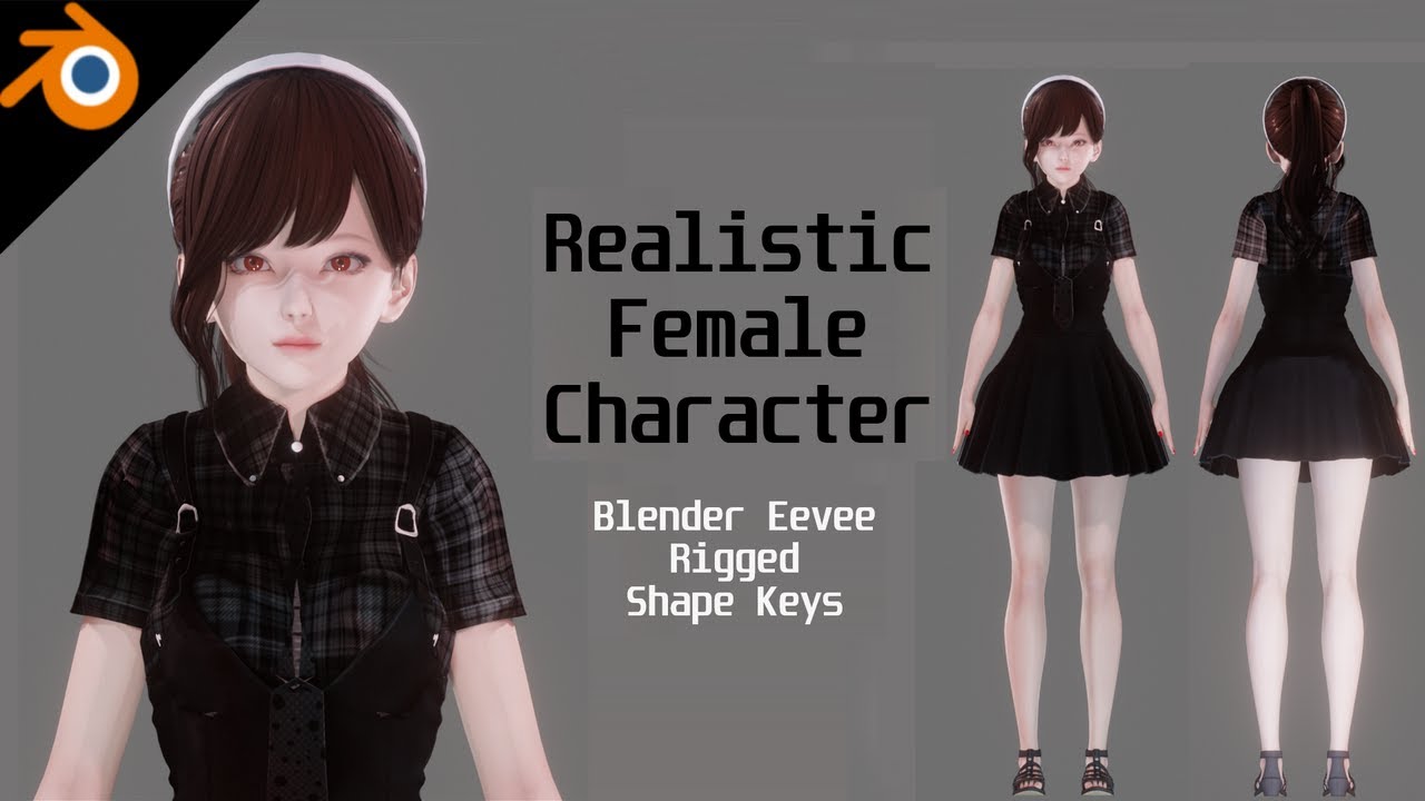 Casual Clothing 0004 - Realistic Female Character - Blender Eevee 3D Model