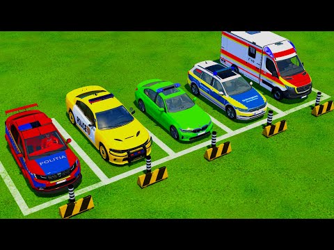 TRANSPORTING VOLKSWAGEN, DACIA, DODGE, BMW AND AMBULANCE VEHICLES WITH TRUCKS ! Farming Simulator 22