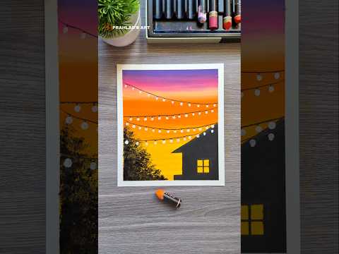 🌇 Beautiful Sunset Drawing with Oil Pastels  #art #drawing  #oilpastel