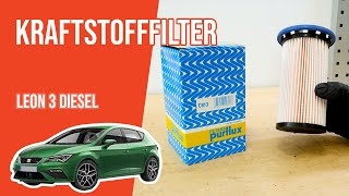 Youtube thumbnail of video "Wie Leon 3 1.6 TDI Kraftstofffilter wechseln ⛽"