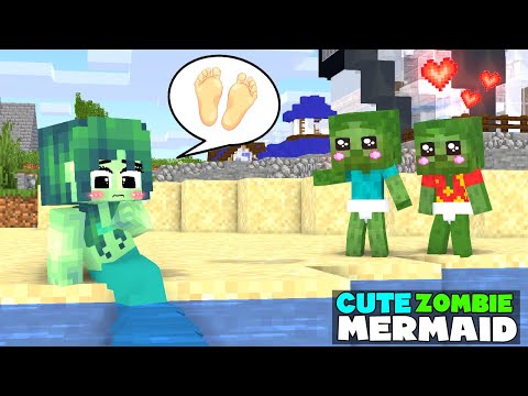CUTE BABY ZOMBIES AND CUTE BEAUTIFUL MERMAID LOVE STORY - Minecraft Animation