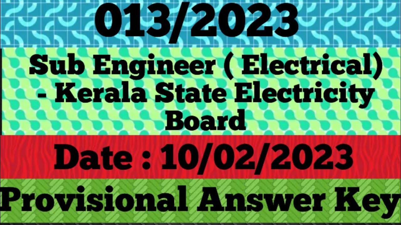 013/2023 || KSEB Sub Engineer Answer key || Provisional