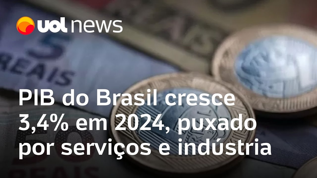 PIB do Brasil cresce 3,4% em 2024, puxado por serviços e indústria