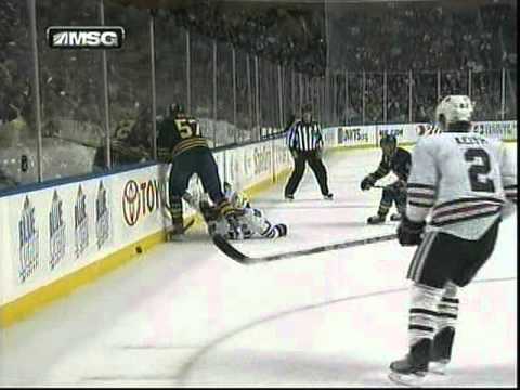 Tyler Myers levels Fernando Pisani