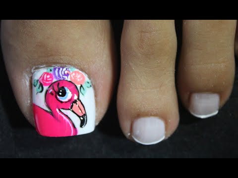 DISEÑO DE UÑAS FLAMINGO Y ROSAS PARA PIES ¡MUY FACIL! – ROSES NAIL ART – FRENCH NAIL ART – NLC