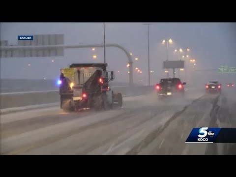 Crews prepare for overnight freeze following snowfall in Oklahoma