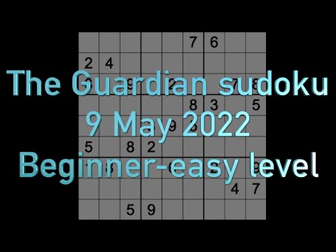 Sudoku solution – The Guardian sudoku 9 May 2022 Beginner easy level