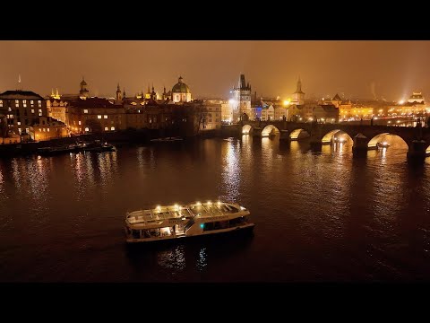 Prague At Night [drone footage 4K ] 🇨🇿 December 2022
