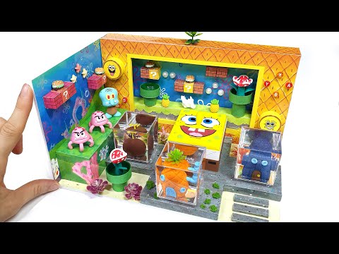DIY Miniature Spongebob VS Super mario Board House # - Build Supermario game ver.  Spongebob House