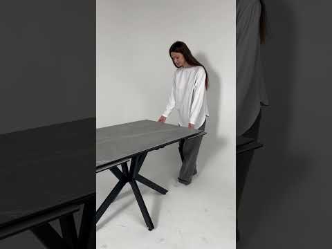 Миниатюра изображения товара Обеденный стол LEPREMO AV 2111 раздвижной 1200-1800x800 (серый, матовый Larka Grey/черный)