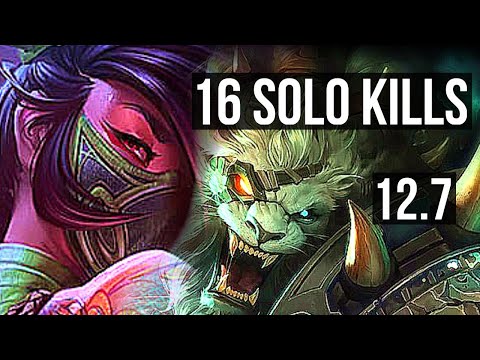 AKALI vs RENGAR (TOP) | 16 solo kills, Legendary, 18/4/6, 300+ games | BR Master | 12.7