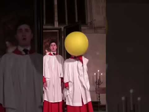 Choir man pulls out balloon from behind and creates angelic voice #shorts #church