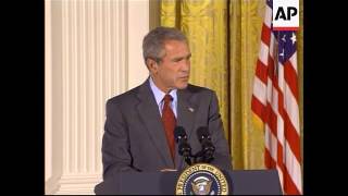 Bush comments on Russia and hurricane