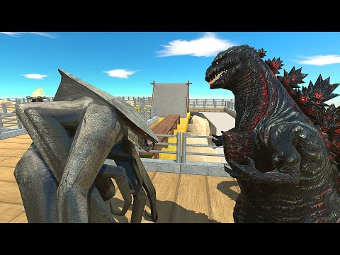 Muto Female vs Shin Godzilla Barracks Death Run - Animal Revolt Battle Simulator