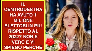 IL CENTRODESTRA HA AVUTO 1 MILIONE ELETTORI IN PIU RISPETTO AL 2022? NON E VERO E VI SPIEGO PERCHÈ