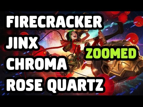 FIRECRACKER JINX CHROMA ROSE QUARTZ SKIN ZOOMED SPOTLIGHT - LEAGUE OF LEGENDS