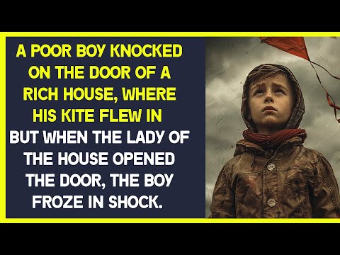 Poor boy knocked on the rich house where his kite had flown in & froze in shock seeing the landlady