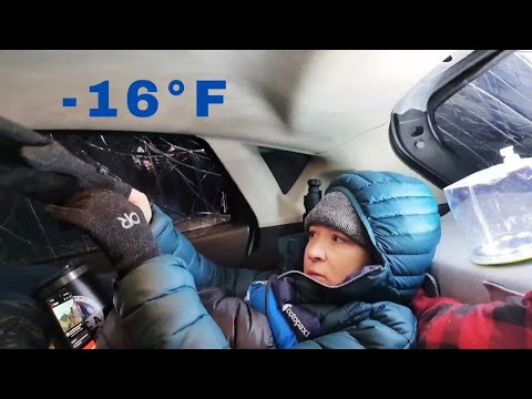 Meine kälteste Nacht beim Winter-Autocamping | Über Nacht bei -16 Grad in meinem Kleinwagen schla...