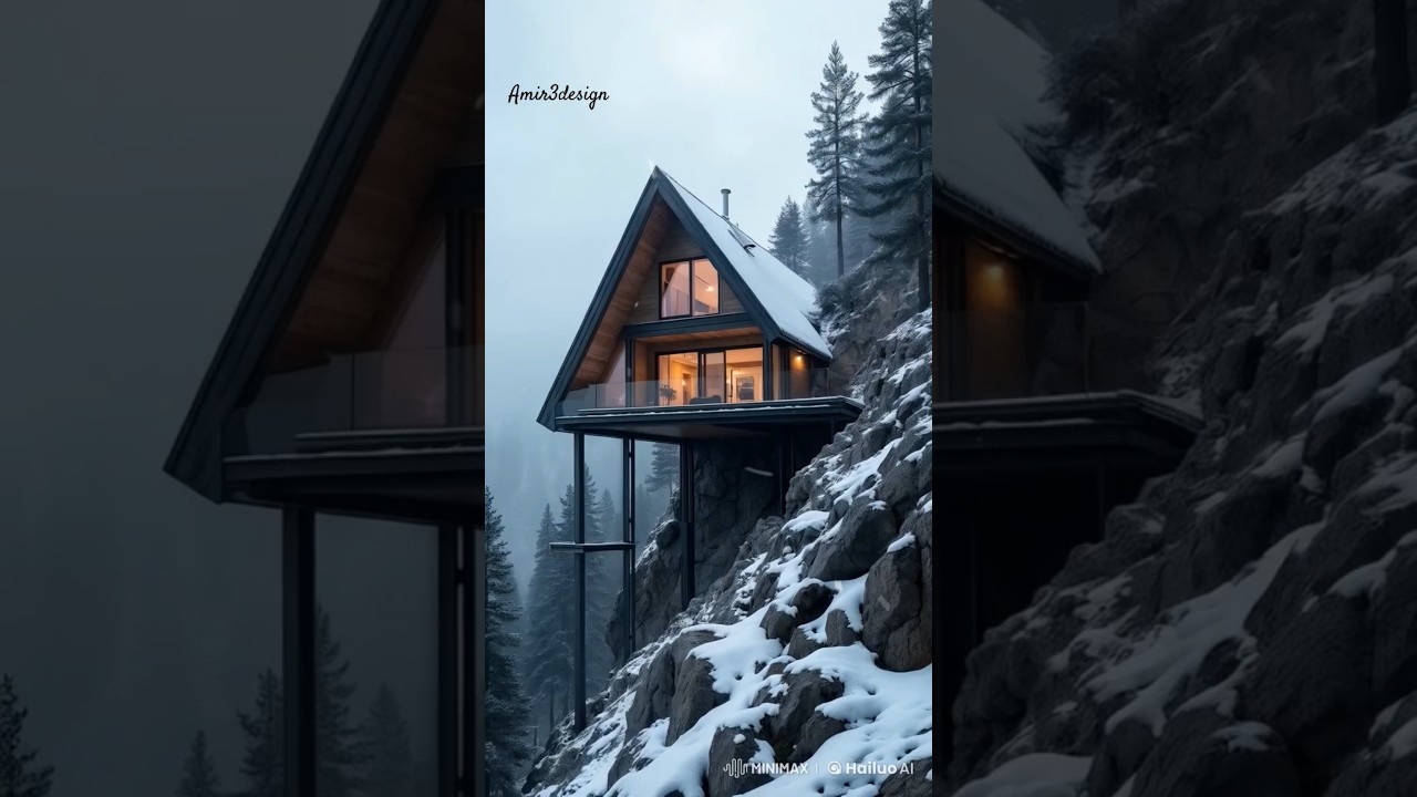 Winter Serenity ❄️AI-generated winter cabin in the snowy mountains! ❄️#WinterCabin #AIArchitecture