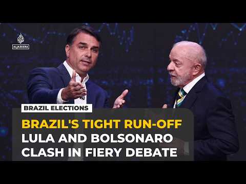 Lula and Bolsonaro spar in Brazil’s fiery first presidential run-off debate