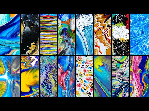 2 hours of satisfying acrylic pour painting using various techniques