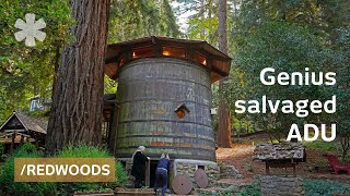2-story wine barrel beats family's charming redwood log house