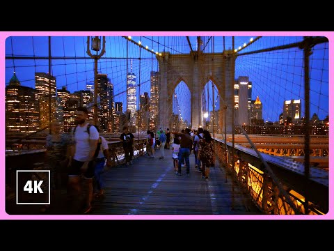 NEW YORK Walking tour - Brooklyn Bridge Sunset walk, Manhattan, NYC