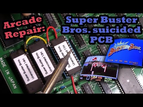 Super Buster Bros Arcade Resurrection (Suicided PCB repair) & Gameplay