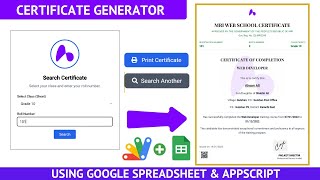 How to Make a Dynamic Student Certificate Web App using Google App Script & Spreadsheet | C43