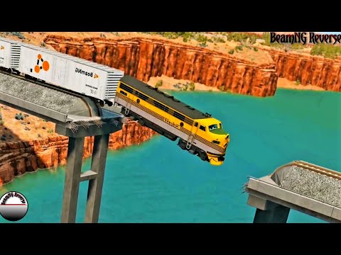 Trains vs Broken Bridge Crashes Reverse - BeamNG Drive