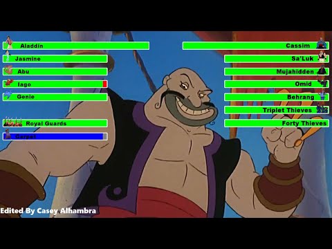 Aladdin and the King of Thieves (1996) Wedding Crash Scene with healthbars