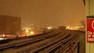 preview picture of video 'Snowbirds! Train of R62A Cars Pass 46th Street on the Express Track'