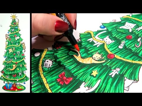 CATS in a CHRISTMAS TREE - Marker Illustration