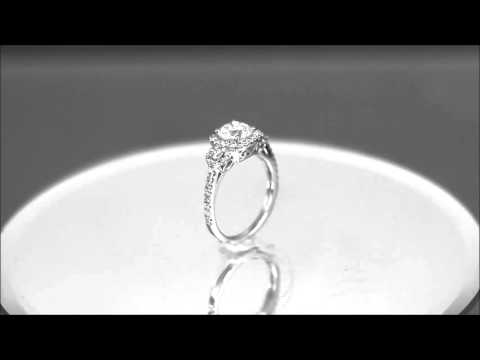 18k White Gold Round Cut Diamond Engagement Ring Set Halo 1.70ctw H-VS2 GIA - ASW - 832N