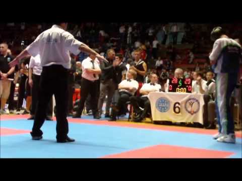 WAKO WC 2012 Bratislava Point fighting juniors -74kg Tilen Zajc vs Ryan Marlow golden point